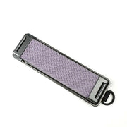 purplish braided phone strap on a white background
