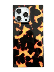 Phone case with tortoiseshell pattern on a white background
