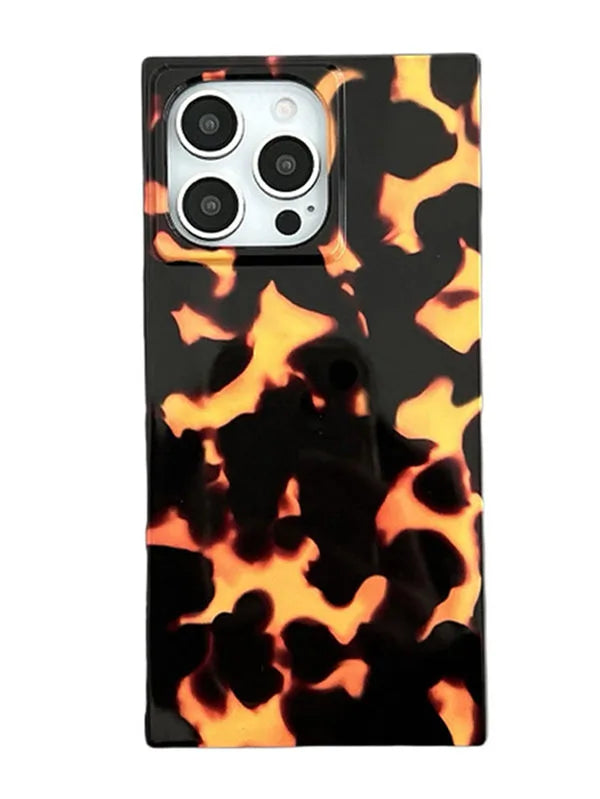Phone case with tortoiseshell pattern on a white background