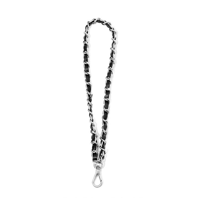 Silver chain with a clasp on a white background