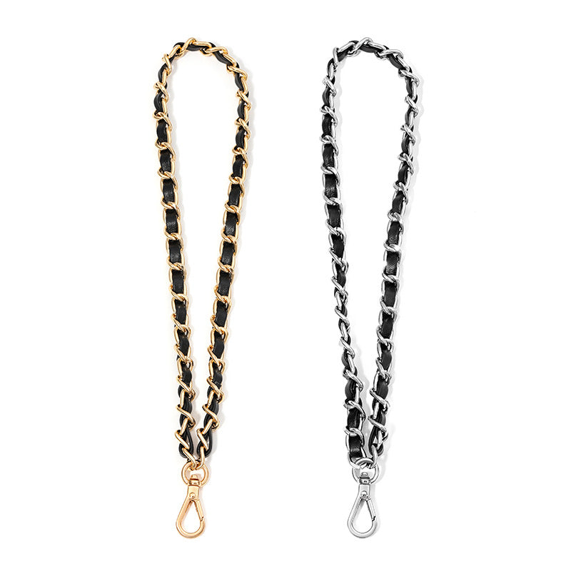 Woven Leather Chain Phone Wristlet with Clasp - Secure Detachable