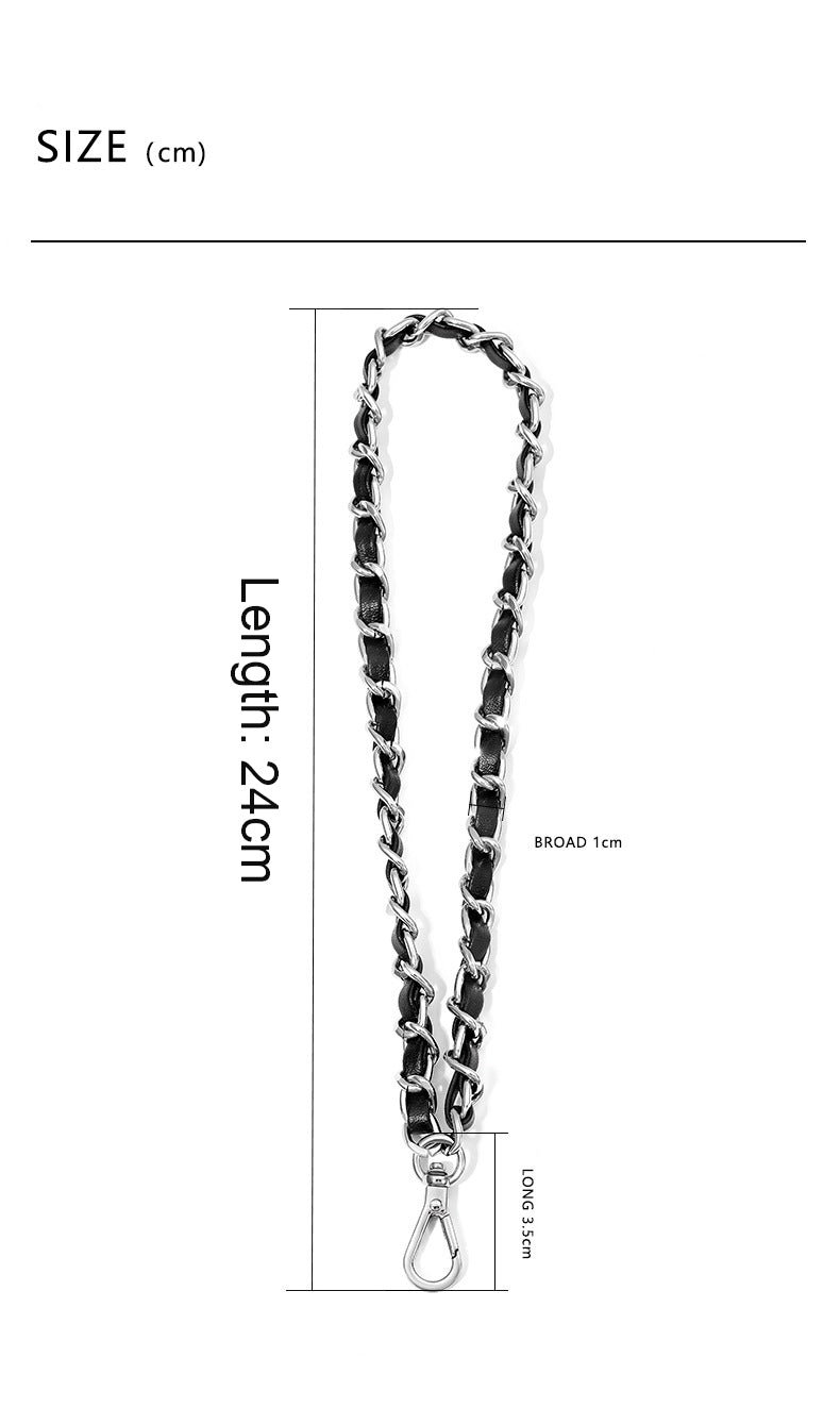 Chain necklace with measurements on a white background