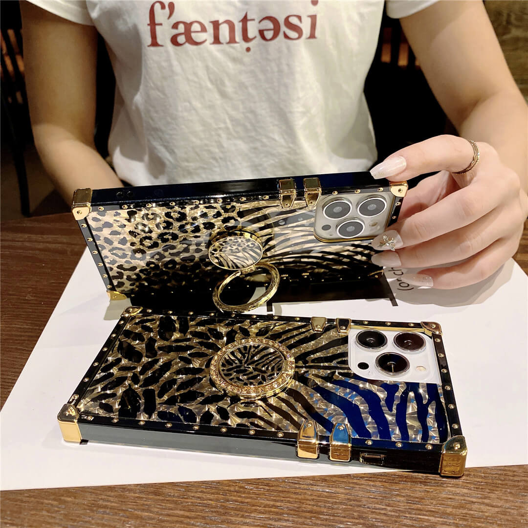 Gold Leopard iPhone Case with Ring