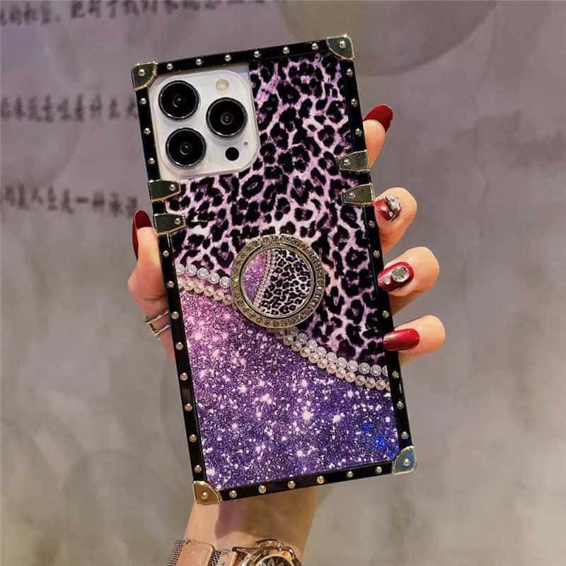 Purple Leopard x Starry Night iPhone Case with Ring