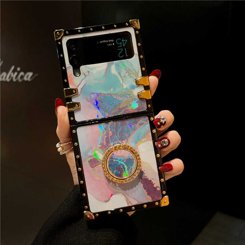 Holographic Tie Dye Galaxy Z Flip 3 4 5 Foldable Case with Glitters